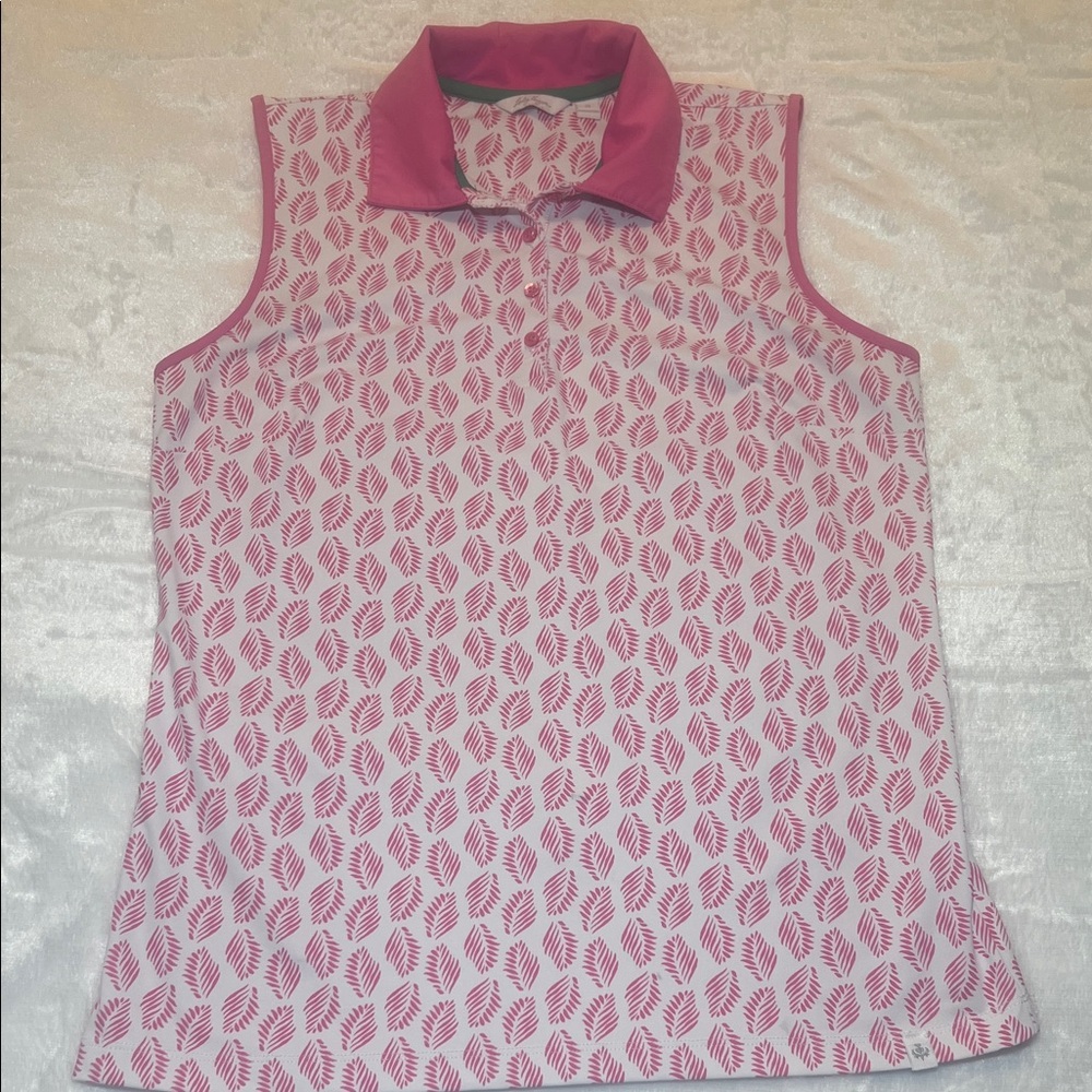 Lady Hagen Pink and Green Sleeveless Polo